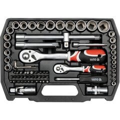 YATO YT-38782 Tööriistade komplekt 1/2", 1/4", 72tk hind ja info | Käsitööriistad | hansapost.ee