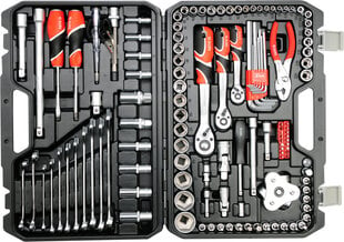 Tööriistakomplekt 1/4 , 1/2, 3/8 (126 tk) YT-38875 Yato hind ja info | Käsitööriistad | hansapost.ee