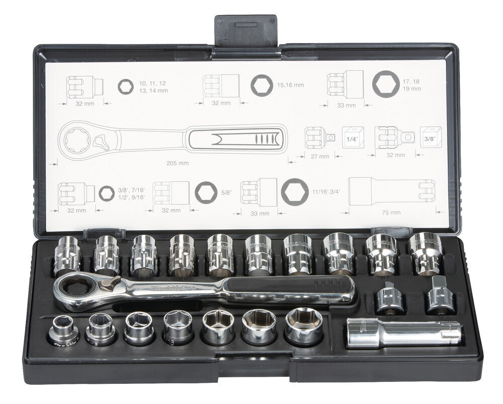 Padrunvõtmete komplekt Makita B-65604, 21 tk hind ja info | Käsitööriistad | hansapost.ee