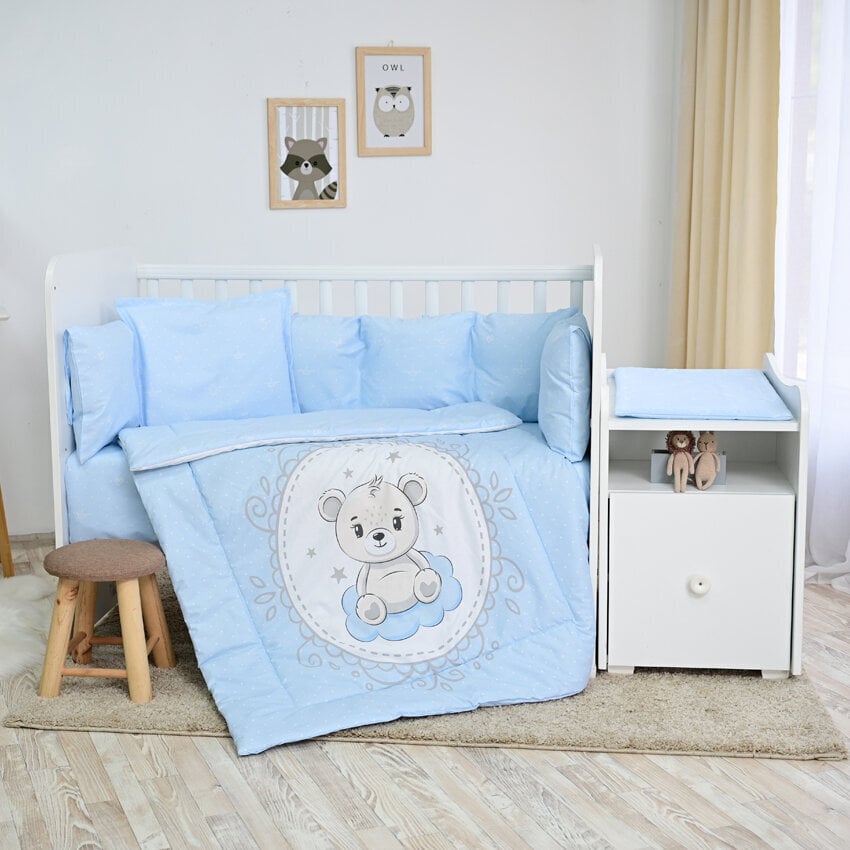 Lorelli laste voodipesukomplekt Little Bear Blue, 135x100 cm, 8-osaline hind ja info | Laste voodipesu | hansapost.ee