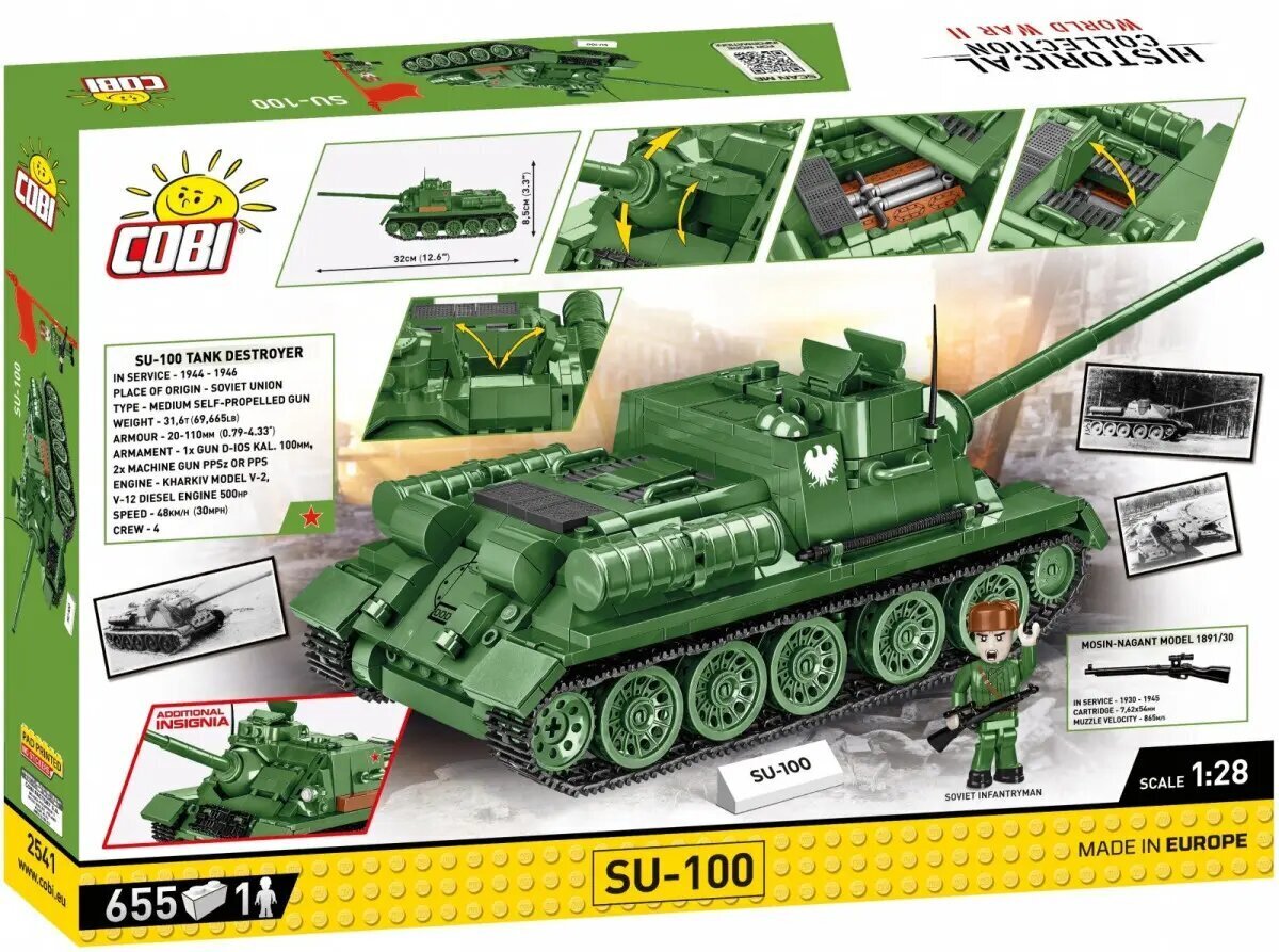 Konstruktor tank Cobi SU-100, 655 tk. цена и информация | Klotsid ja konstruktorid | hansapost.ee