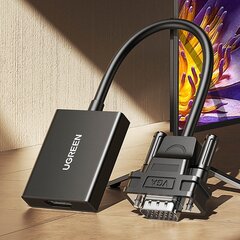 Ugreen cable adapter cable VGA (male) - HDMI (female) 0.15m black (CM513) цена и информация | Адаптеры и USB-hub | hansapost.ee