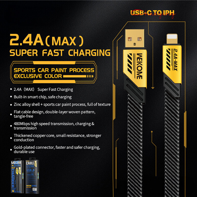 Wekome USB A/lightning, 1 m hind ja info | Juhtmed ja kaablid | hansapost.ee