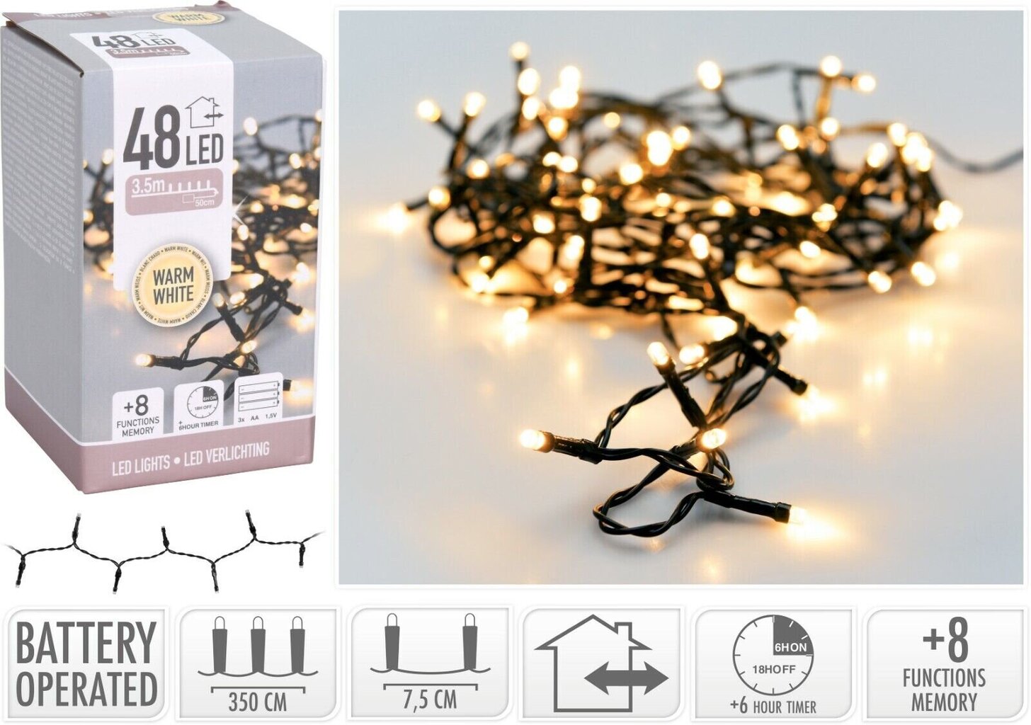 Jõuluvalgusti, 48 LED-i цена и информация | Jõulutuled | hansapost.ee