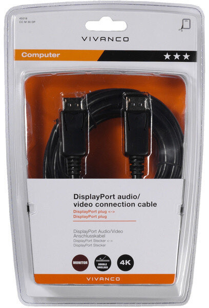 Vivanco, DisplayPort, 3 m цена и информация | Juhtmed ja kaablid | hansapost.ee