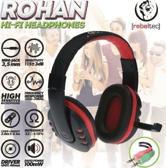 Rebeltec headphones ROHAN with microphone, 2 x jack 3,5mm цена и информация | Kõrvaklapid | hansapost.ee