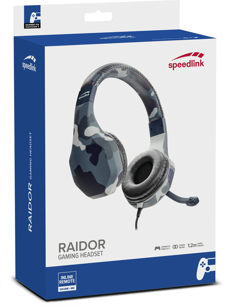 Speedlink kõrvaklapid + mikrofon Raidor PS4, must (SL-450303-BE) цена и информация | Kõrvaklapid | hansapost.ee