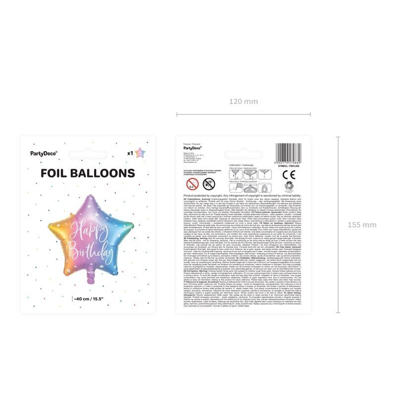 Fooliumist õhupall "Happy Birthday" 40cm цена и информация | Peokaunistused ja dekoratsioonid | hansapost.ee