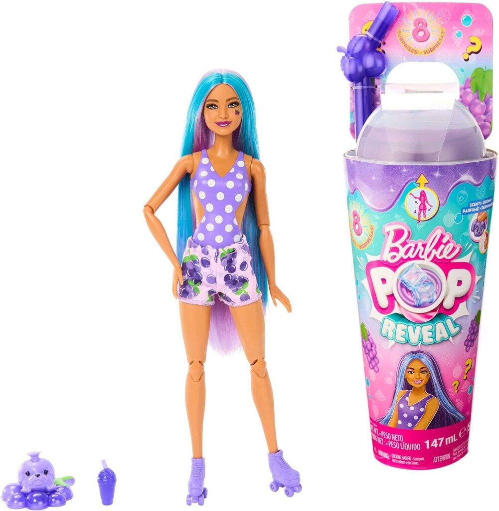 Puuviljasarja nukukomplekt koos 8 üllatusviinamarjaga Barbie Pop Reveal hind ja info | Mänguasjad tüdrukutele | hansapost.ee