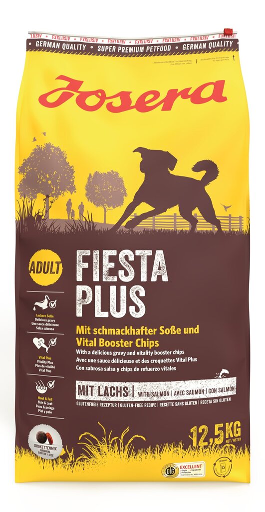 Josera valivatele koertele Fiesta plus, 12,5 kg цена и информация | Koerte kuivtoit ja krõbinad | hansapost.ee