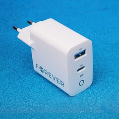 Forever TC-06-45AC GaN PD QC įkroviklis 1x USB-C 1x USB 45W baltas цена и информация | Зарядные устройства для телефонов | hansapost.ee