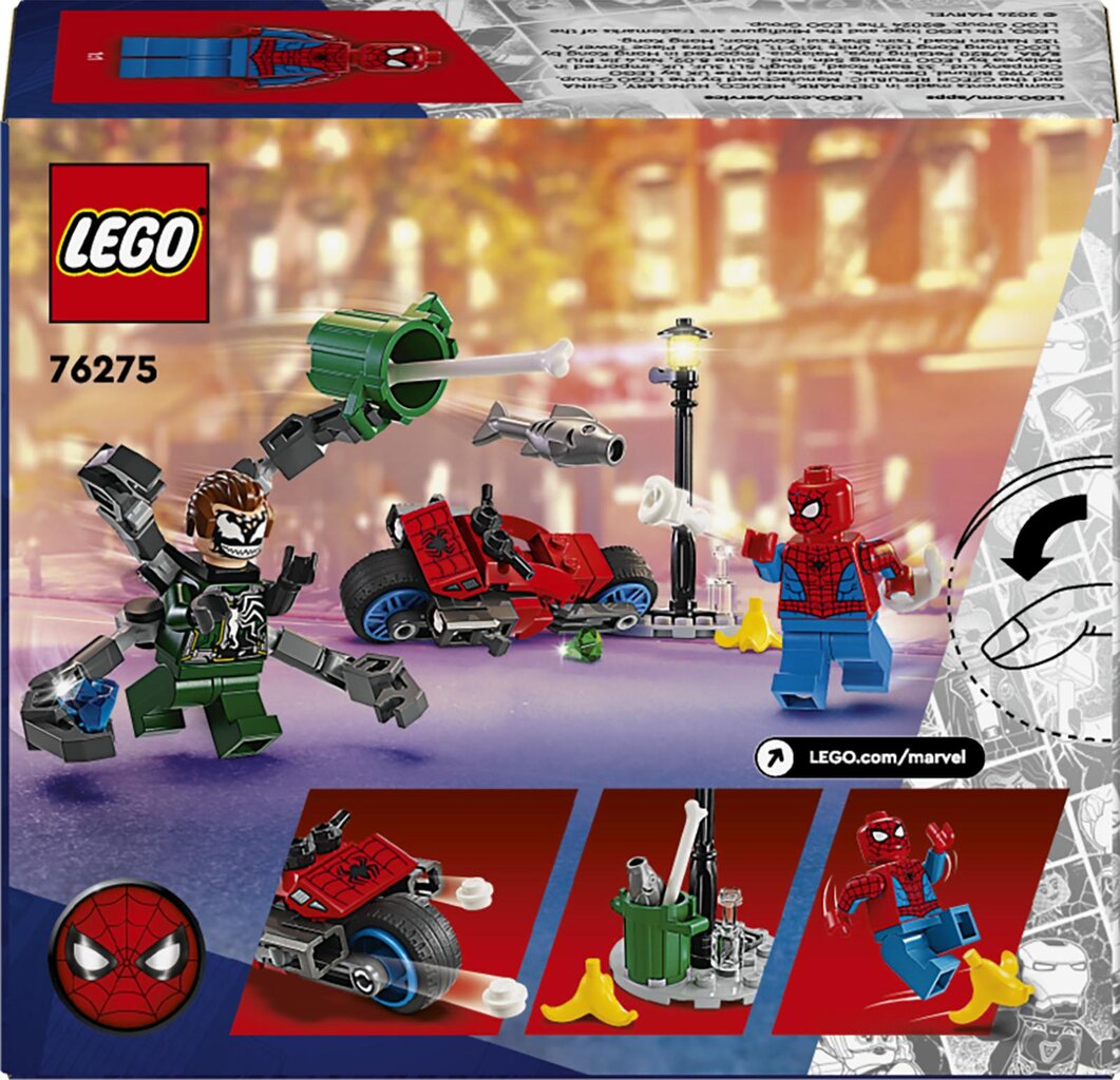 76275 Lego® Marvel Mootorrattaga tagaajamine: Ämblikmees vs Doktor Kaheksajalg цена и информация | Klotsid ja konstruktorid | hansapost.ee