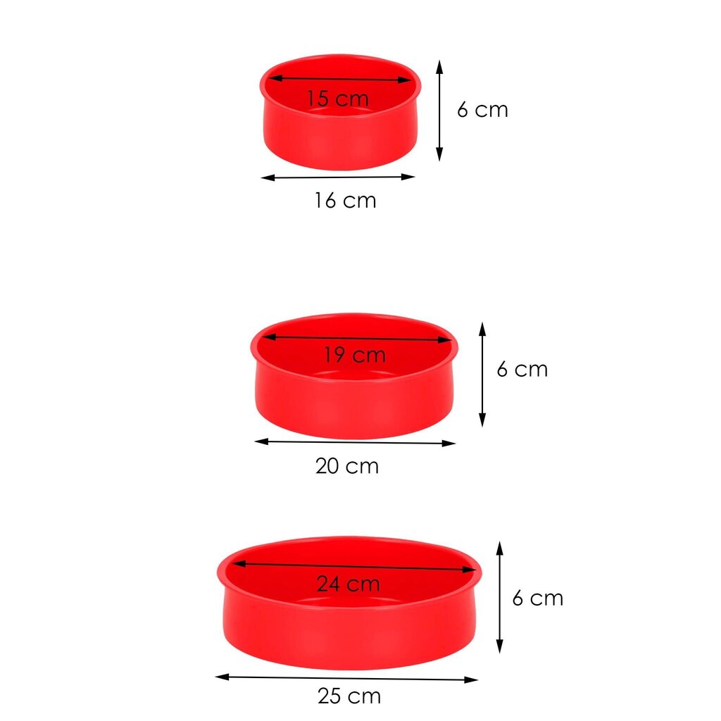 Silikoonist küpsetusvormid, 3 tk hind ja info | Küpsetusnõud ja tarvikud | hansapost.ee
