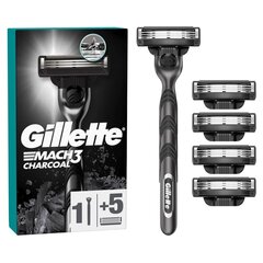 Raseerimispead Gillette Mach3 Charcoal 5tk + käepide цена и информация | Средства для бритья | hansapost.ee