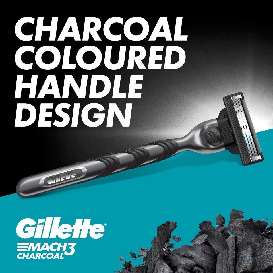 Raseerimispead Gillette Mach3 Charcoal 5tk + käepide цена и информация | Raseerimisvahendid | hansapost.ee