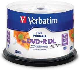 Vorbatim DVD Double Layer DVD+R DL 8,5 ГБ / 240 мин 8x, полный печатный белый идентификатор, 50 Stück в торте цена и информация | Виниловые пластинки, CD, DVD | hansapost.ee