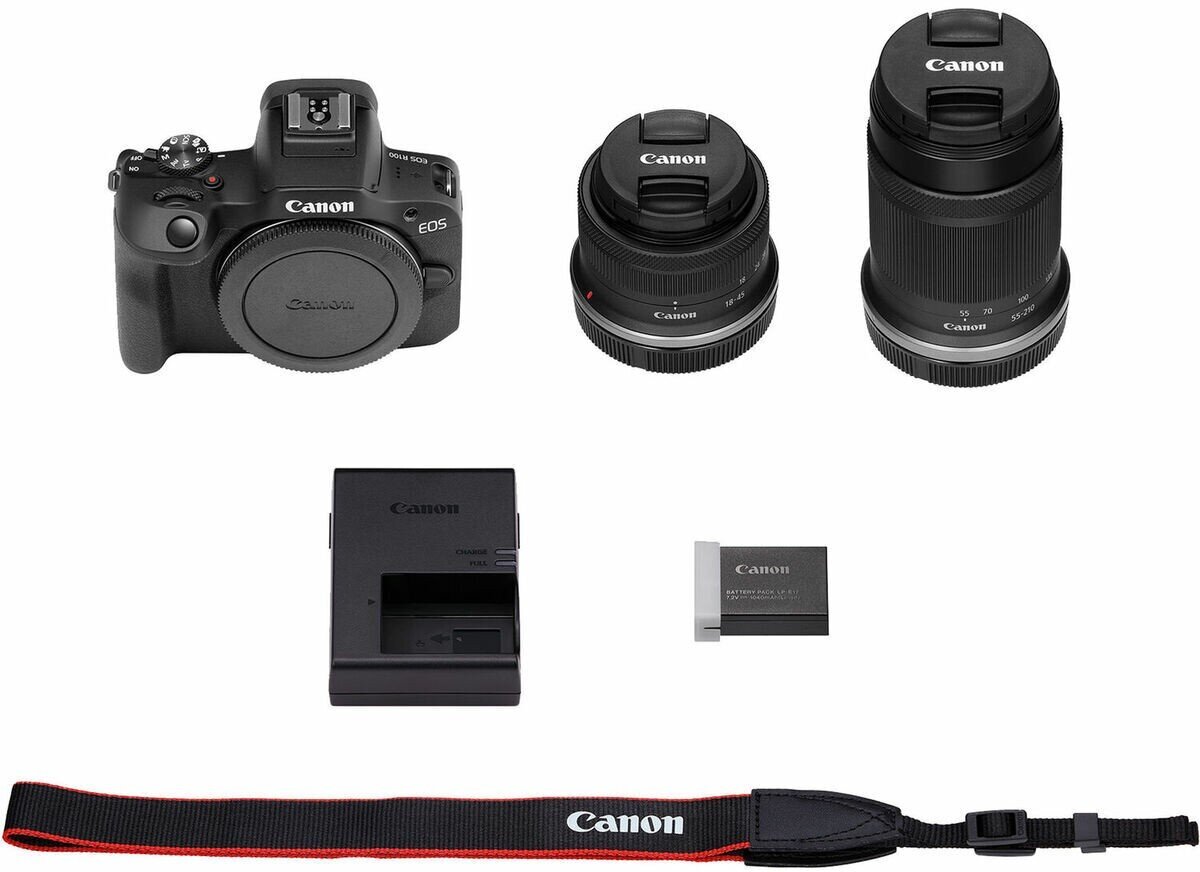 Canon EOS R100 + Canon RF-S 18-45mm f/4.5-6.3 IS STM + Canon RF-S 55-210mm f/5-7.1 IS STM hind ja info | Fotoaparaadid | hansapost.ee