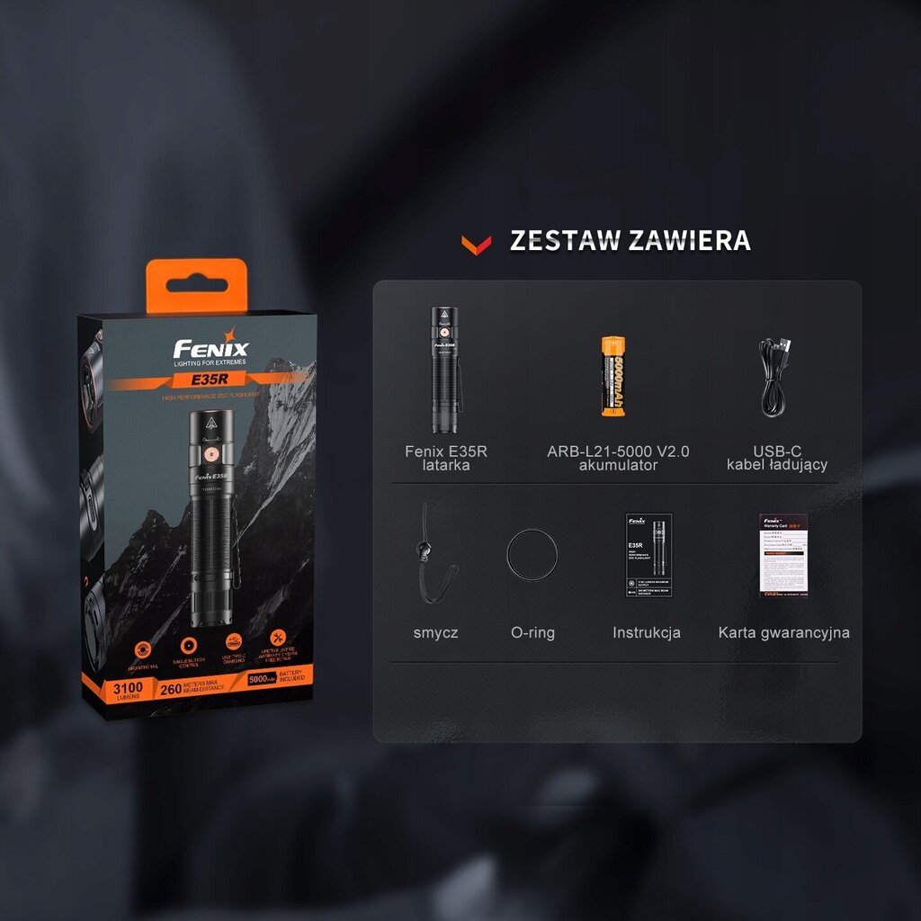 Fenix ​​​​E35R LED-taskulamp hind ja info | Taskulambid, pealambid ja prožektorid | hansapost.ee