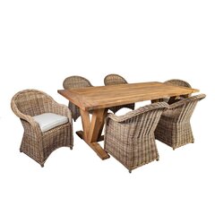 Садовая мебель KATALINA стол и 6 стульев (42052) 220x100xH78 см, массива древесины тика повторного использования цена и информация | Комплекты уличной мебели | hansapost.ee