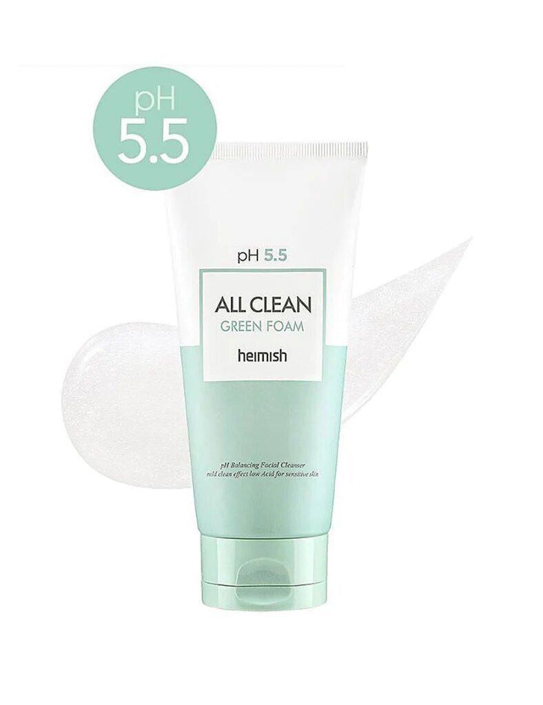 Puhastusgeel madala happesusega tundlikule nahale, Heimish pH 5.5 All Clean Green Foam, 150ml hind ja info | Näopuhastusvahendid | hansapost.ee
