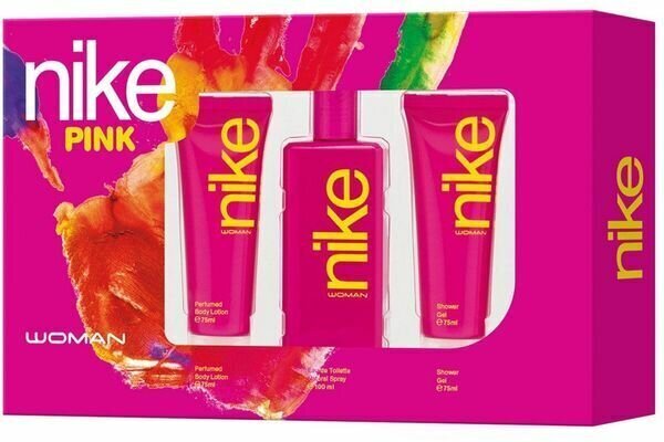 Kosmeetikakomplekt Nike Pink Woman EDT naistele: Tualettvesi 100 ml + kehakreem 75 ml + dušigeel 75 ml цена и информация | Parfüümid naistele | hansapost.ee