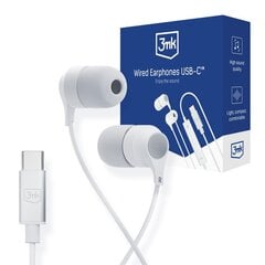 Наушники 3mk Wired Earphones USB-C белые цена и информация | 3MK Компьютерная техника | hansapost.ee