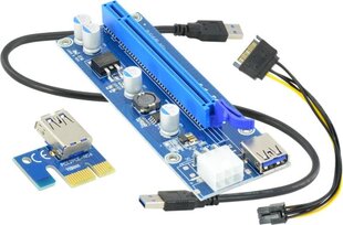 Akyga Riser PCI-E 1x - 16x USB 3.0 (AK-CA-64) цена и информация | Аксессуары для компонентов | hansapost.ee