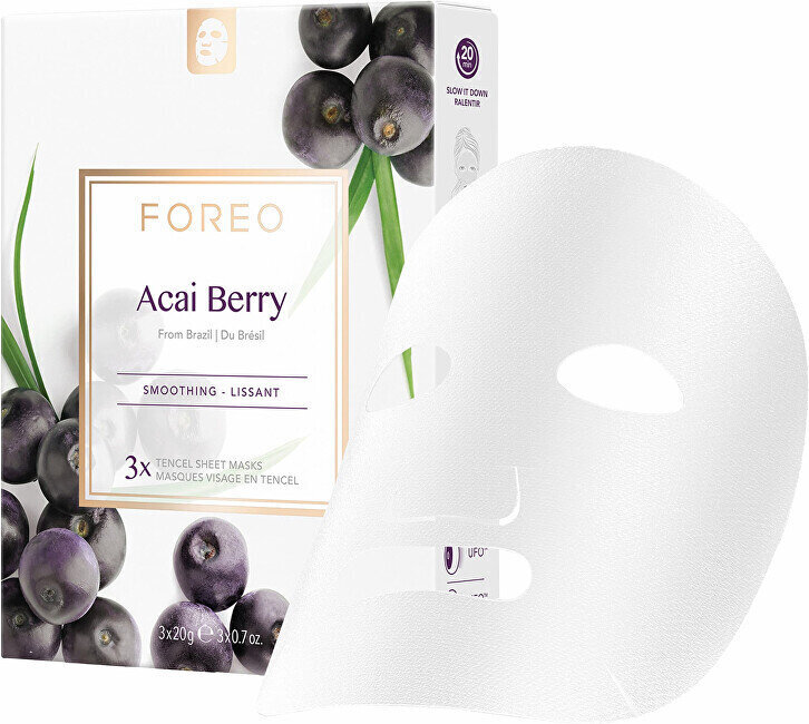 Näomaskid Foreo Acai Berry Smooth Cloth, 3 x 20 g hind ja info | Näomaskid ja silmamaskid | hansapost.ee