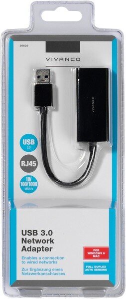 Vivanco adapter USB 3.0 – RJ45 (39629) цена и информация | USB adapterid ja jagajad | hansapost.ee