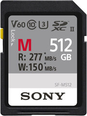 Sony карта памяти SDXC 512GB M-Series UHS-II C10 U3 V60 цена и информация | Карты памяти для фотоаппаратов, камер | hansapost.ee