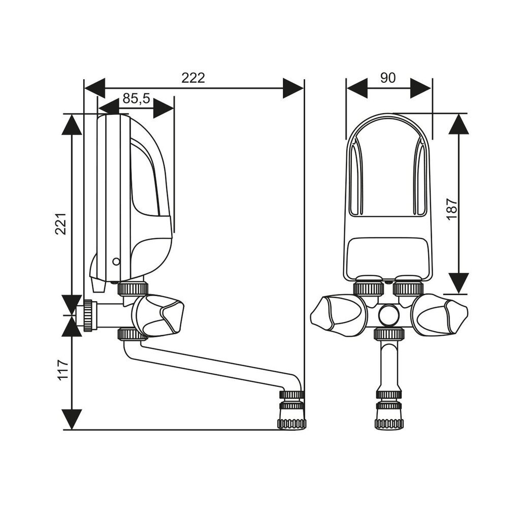 Läbivooluboiler dafi 5,5kw kroomisegistiga (230v) hind ja info | Veeboilerid | hansapost.ee