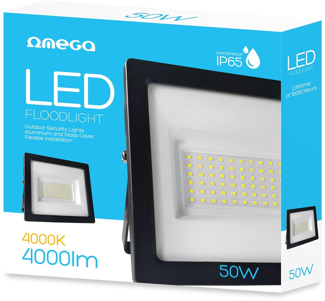 Omega LED prožektor 50W 4200K (45695) цена и информация | Taskulambid, pealambid ja prožektorid | hansapost.ee
