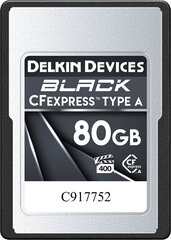 Delkin mälukaart CFexpress 80GB Black Type A hind ja info | Delkin Mobiiltelefonid, fotokaamerad, nutiseadmed | hansapost.ee