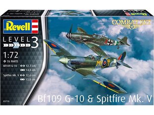 Сборная пластиковая модель. Revell - Combat Set Messerschmitt Bf109G-10 & Spitfire Mk.V, 1/72, 03710 цена и информация | Конструкторы и кубики | hansapost.ee