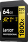 Lexar mälukaart SDXC 64GB Professional 1800x UHS-II U3 V60 hind ja info | Fotoaparaatide mälukaardid | hansapost.ee