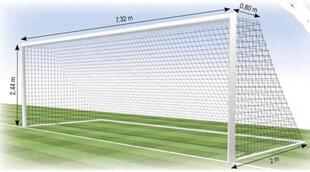 Football net TREMBLAY FF1113MS 7,5x2,5m, 3mm, depth 0,8x2m, 2pcs цена и информация | Футбольные ворота и сетки | hansapost.ee