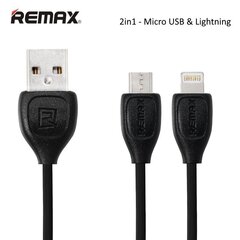 Kaabel Remax 2in1 USB - Micro USB, Apple Lightning 2M, must hind ja info | Mobiiltelefonide kaablid | hansapost.ee