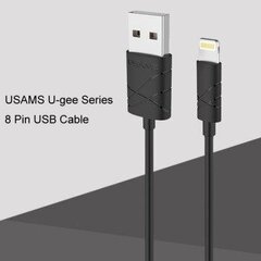 Usamsi kaabel U-GEE Silicone Lightning-USB 1m, must hind ja info | Mobiiltelefonide kaablid | hansapost.ee