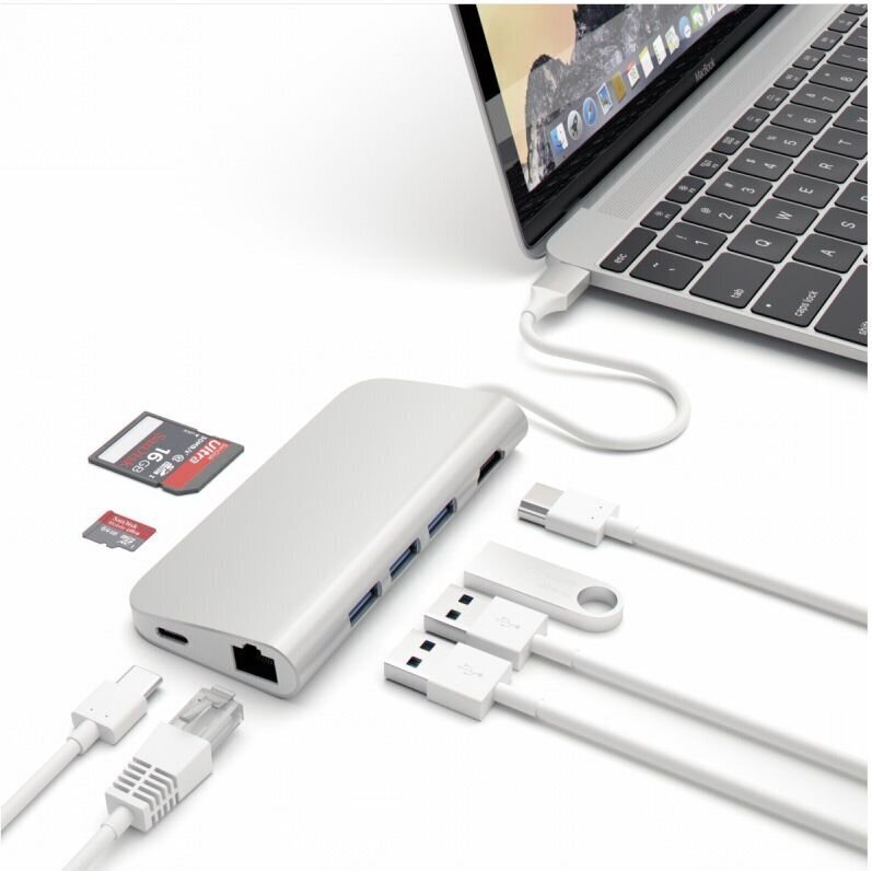 USB-C jagaja Multi-port 4K ja Ethernet Satechi цена и информация | USB adapterid ja jagajad | hansapost.ee