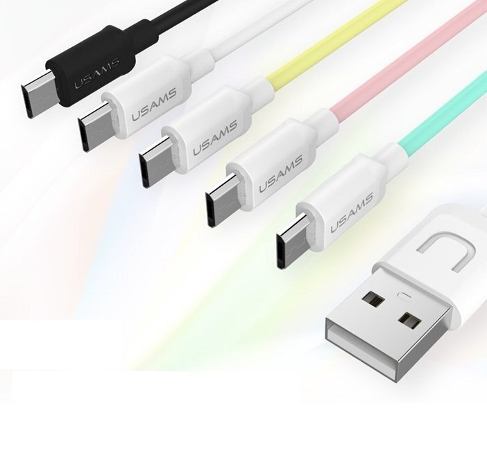 Usams U-TURN universaalne silikoon mikro-USB andme- ja laadijakaabel 1m valge цена и информация | Mobiiltelefonide kaablid | hansapost.ee