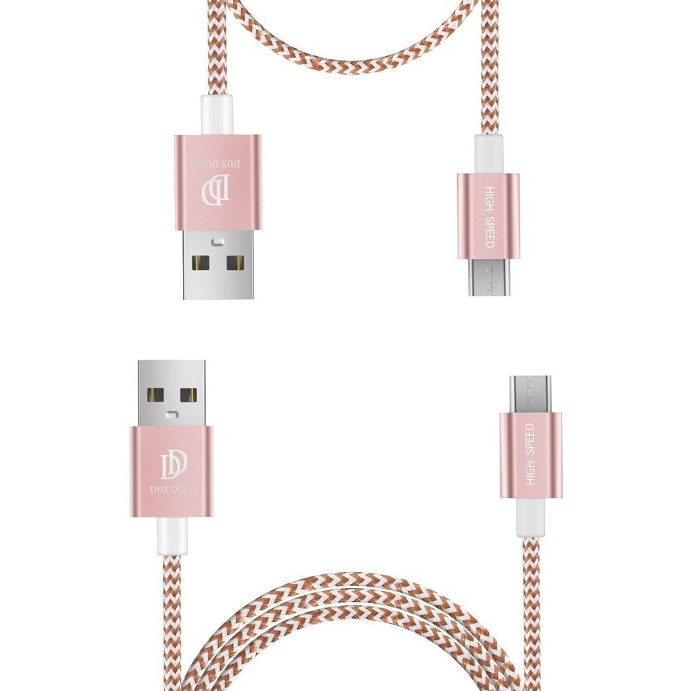 Dux Ducis KII Premium Micro USB Set Of 2 Material Data and Charging Cables 100 cm + 20 cm Pink hind ja info | Mobiiltelefonide kaablid | hansapost.ee