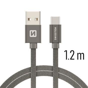 Swissten Textile Universal Quick Charge 3.1 USB-C Data and Charging Cable 1.2m Grey hind ja info | Mobiiltelefonide kaablid | hansapost.ee