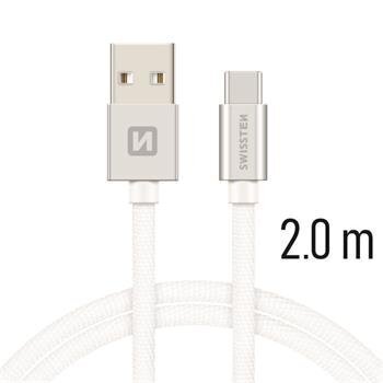 Swissten Textile Universal Quick Charge 3.1 USB-C Data and Charging Cable 2m Silver цена и информация | Mobiiltelefonide kaablid | hansapost.ee