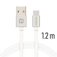 Swissten Textile Универсальный Quick Charge 3.1 USB-C USB Кабель данных 1.2м Серебряный цена и информация | Кабели для телефонов | hansapost.ee