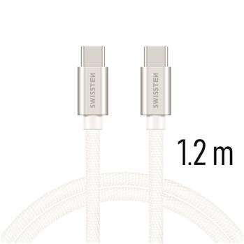 Swissten Textile Universal Quick Charge 3.0 USB-C to USB-C Data and Charging Cable 1.2m Silver цена и информация | Mobiiltelefonide kaablid | hansapost.ee