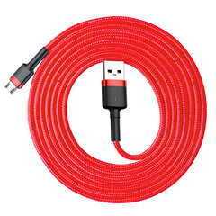 Baseus USB кабель Durable Nylon Braided Wire Usb / Micro Usb Qc3.0 1.5A, 2 м, красный, CAMKLF-C09 цена и информация | Кабели для телефонов | hansapost.ee