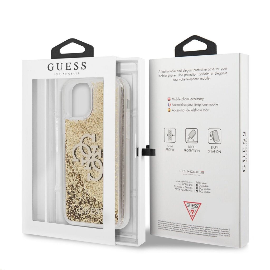 GUHCN61LG4GGO Guess TPU Big 4G Liquid Glitter Gold Case for iPhone 11 Transparent hind ja info | Telefonide kaitsekaaned ja -ümbrised | hansapost.ee