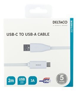 Deltaco USBC-1011M, USB C, USB A, 2m hind ja info | Mobiiltelefonide kaablid | hansapost.ee