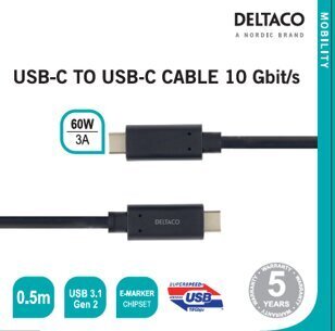 Deltaco USBC-1121M, USB C, 0.5m hind ja info | Mobiiltelefonide kaablid | hansapost.ee