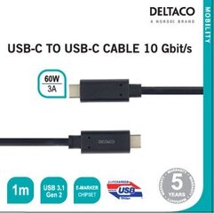 Deltaco USBC-1122M, USB C, 1м цена и информация | Borofone 43757-uniw | hansapost.ee